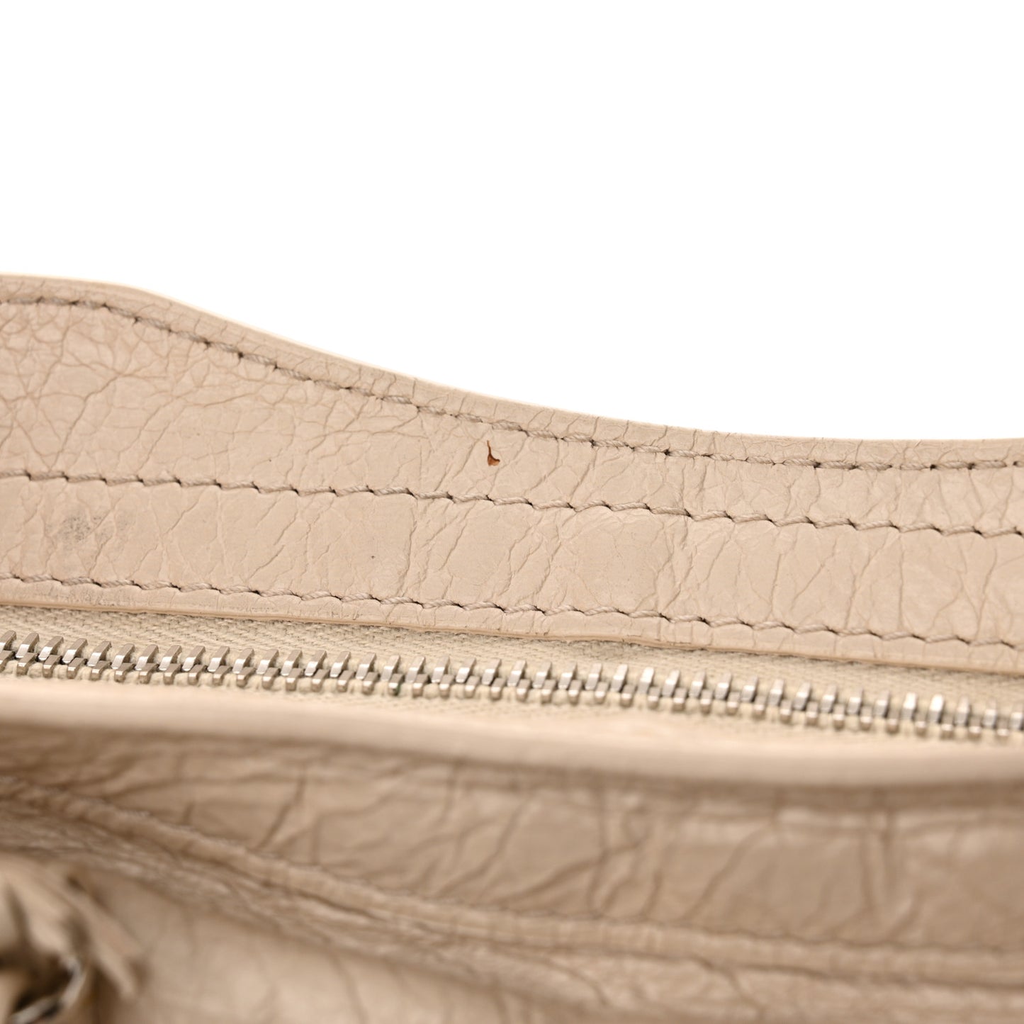 Agneau Classic Silver Hardware S City Logo Strap Light Craie