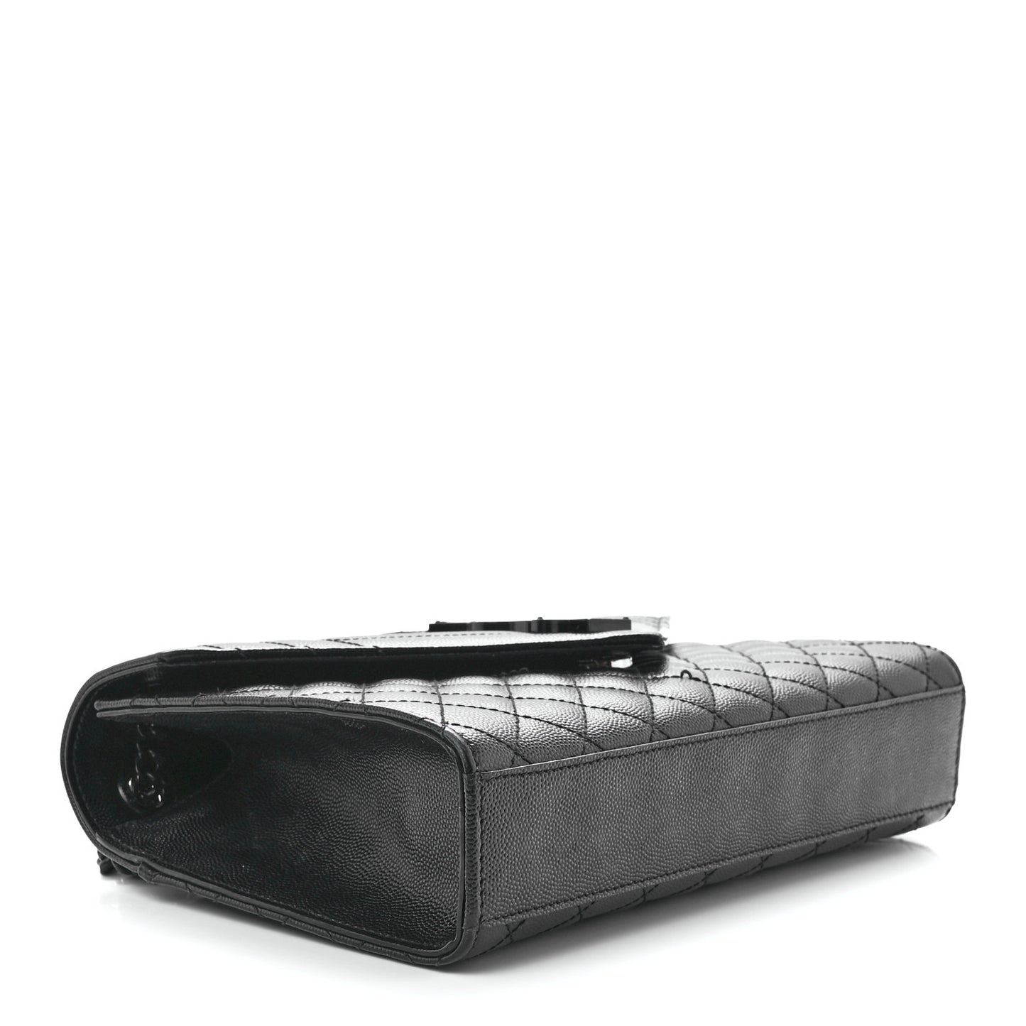 Grain De Poudre Textured Mixed Matelasse Triquilt Medium Monogram Monochrome Satchel Black