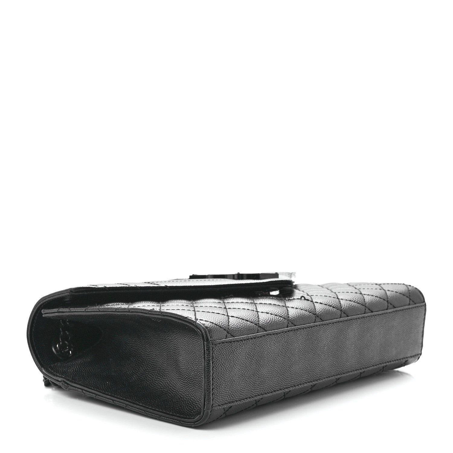 Saint Laurent Grain De Poudre Textured Mixed Matelasse Triquilt Medium Monogram Monochrome Satchel Black 4 of 12
