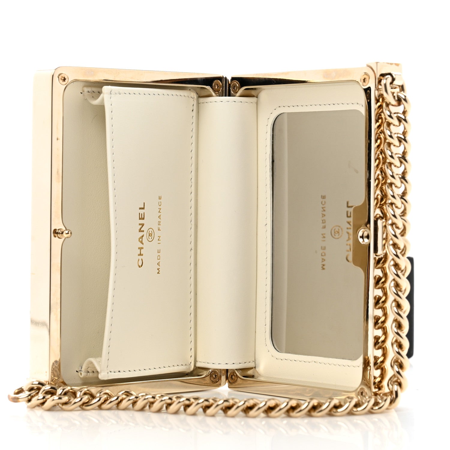 Chanel Patent Calfskin Boy Minaudiere White 5 of 15