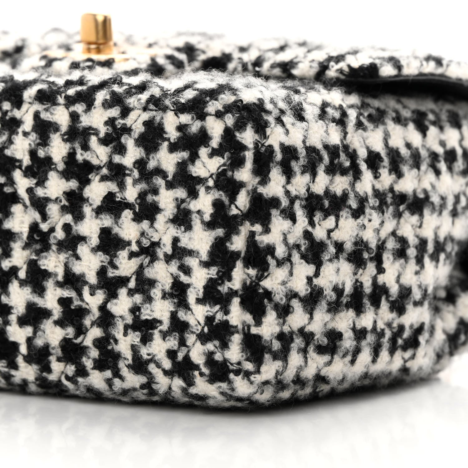 Chanel Tweed Houndstooth Quilted Mini Square Flap White Black 10 of 11