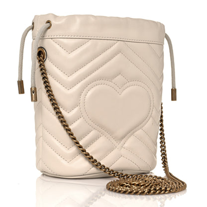 Gucci Calfskin Matelasse Mini GG Marmont 2.0 Bucket Bag White 3 of 16
