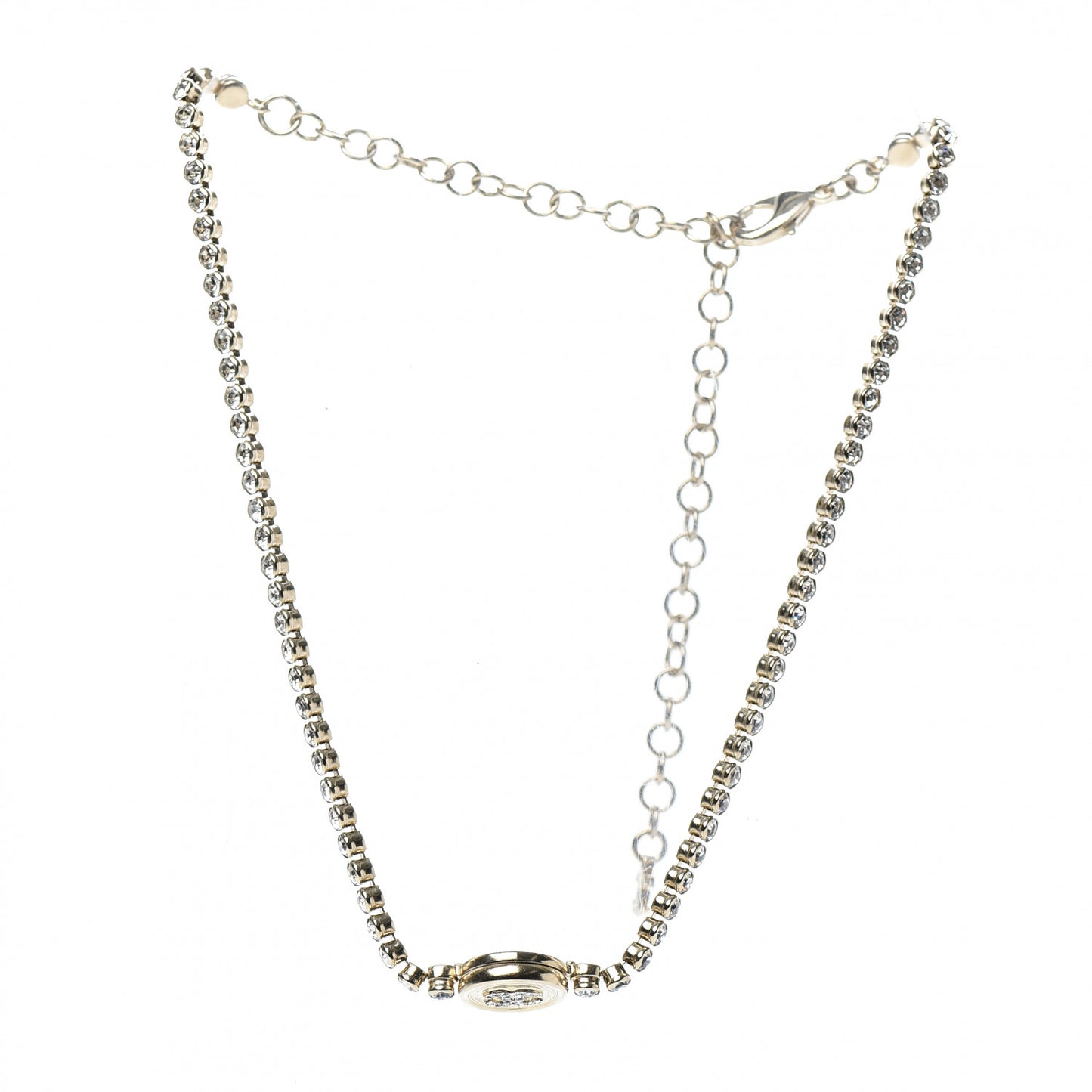 Crystal CC Chain Short Necklace Gold