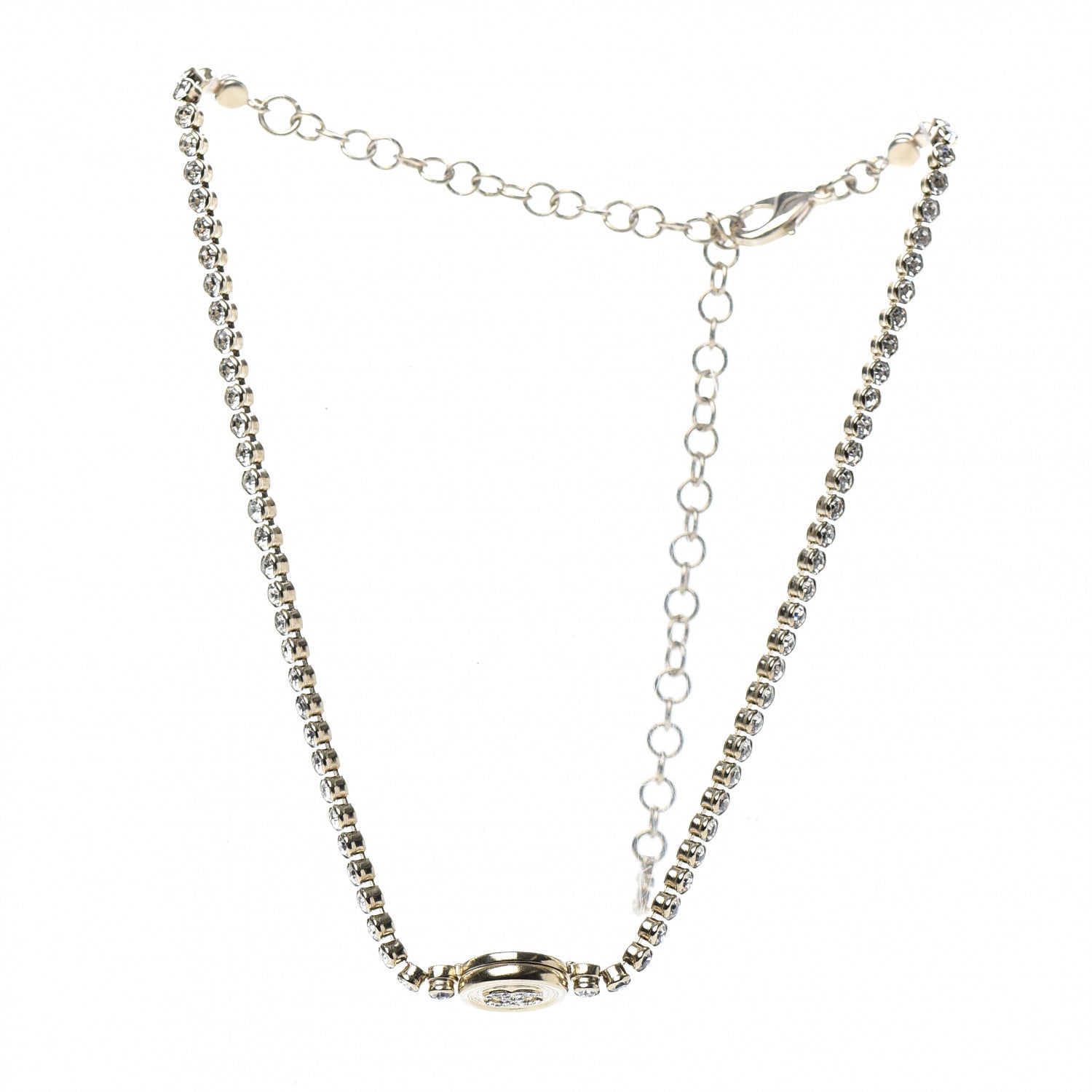 Chanel Crystal CC Chain Short Necklace Gold 3 of 5
