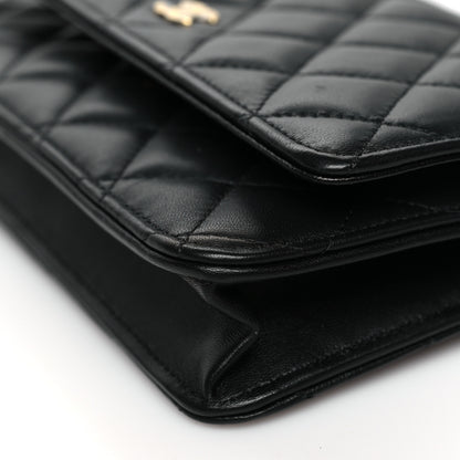 Chanel Lambskin Quilted Wallet On Chain WOC Black 11 of 11