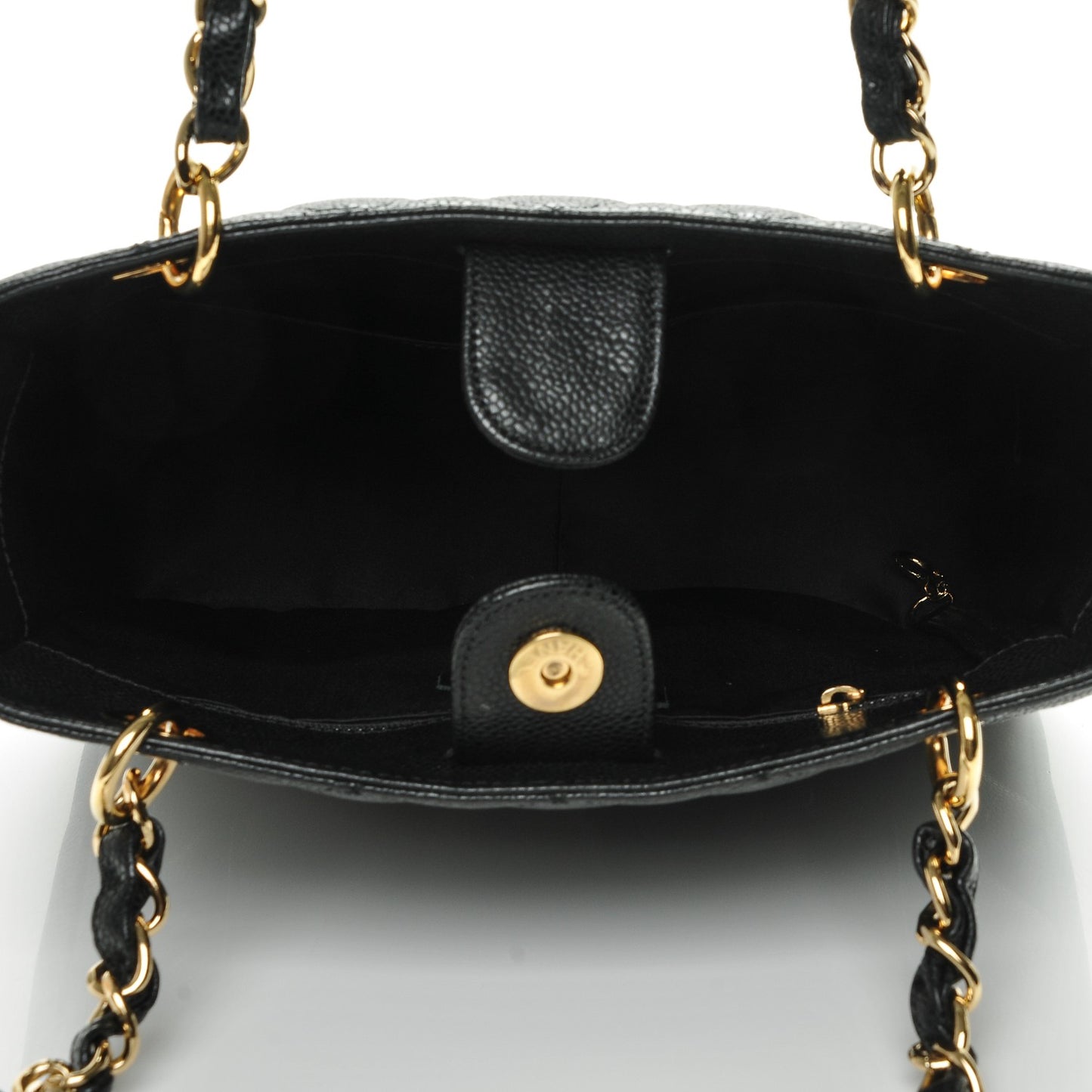 Caviar Quilted Petit Shopping Tote PST Black