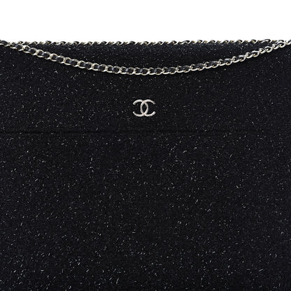 Chanel Tweed Chain Around Tablet Holder Crossbody Black 7 of 10