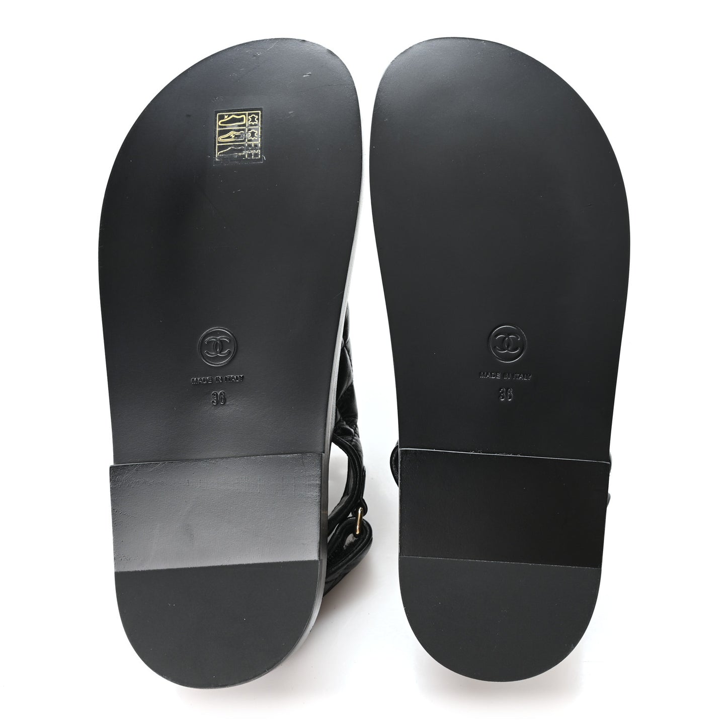 Lambskin Quilted Velcro Dad Chain CC Slide Sandals 36 Black