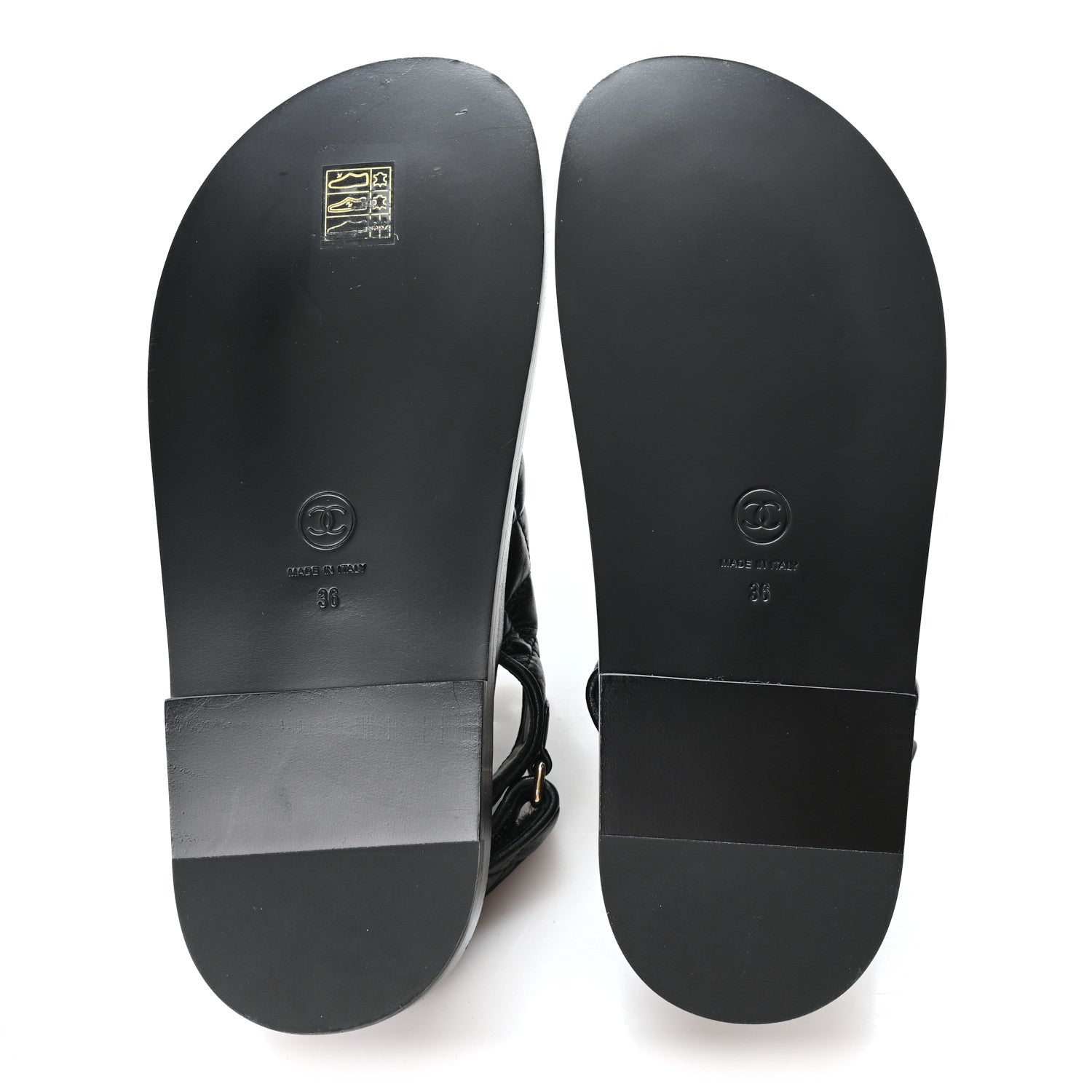 Chanel Lambskin Quilted Velcro Dad Chain CC Slide Sandals 36 Black 6 of 9