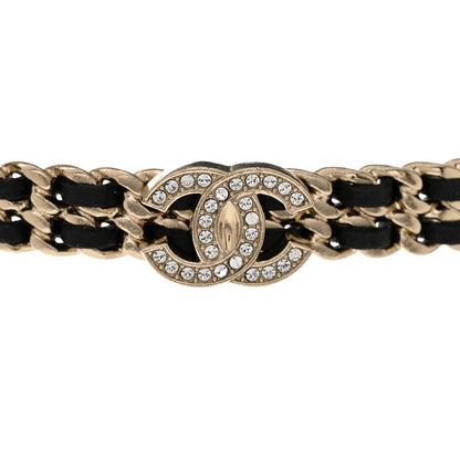 Chanel Metal Lambskin Crystal CC Choker Necklace Black Gold 4 of 6