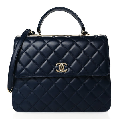 Chanel Lambskin Quilted Large Trendy CC Flap Dual Handle Bag Navy Blue 1 of 9