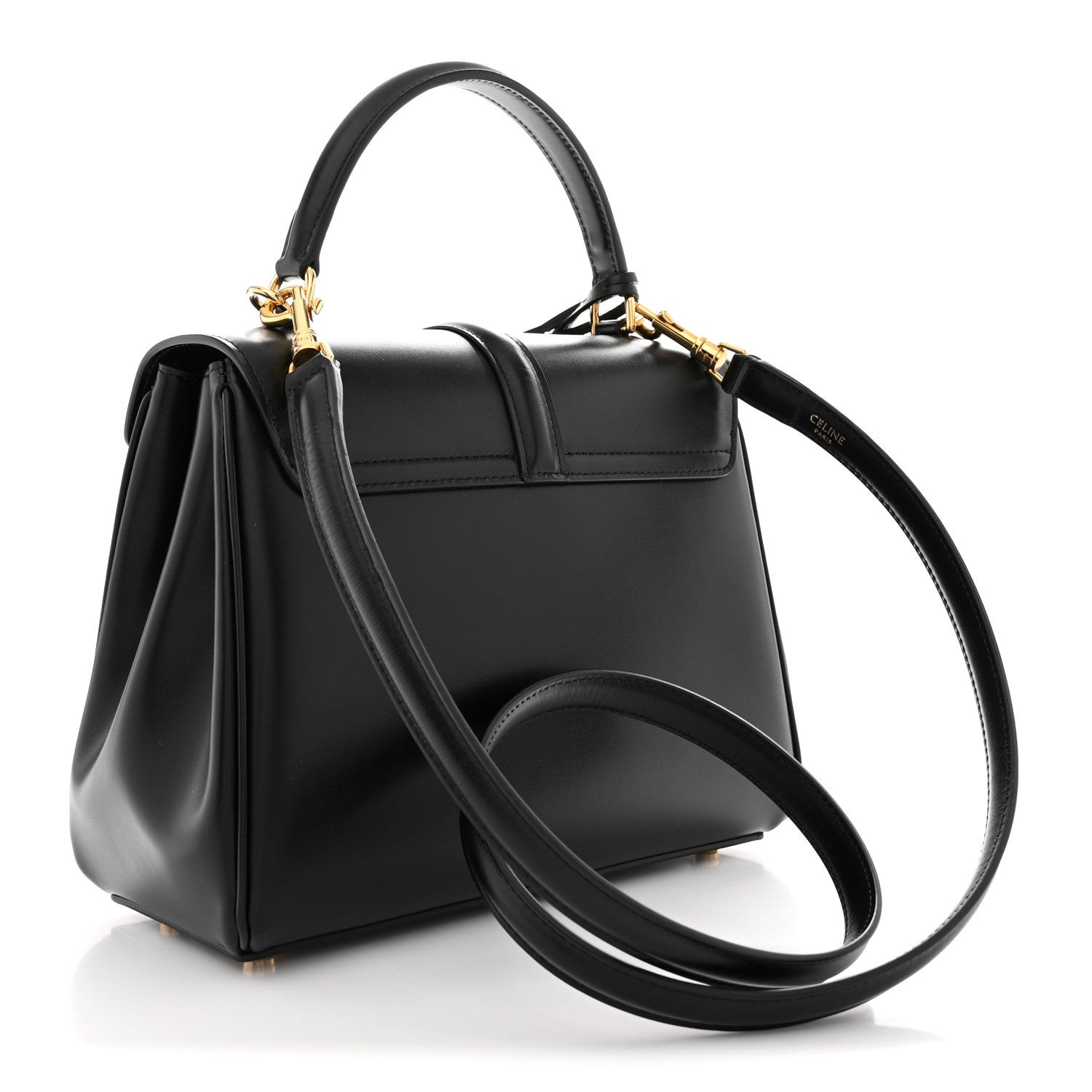Celine Satinated Calfskin Small 16 Top Handle Bag Black 3 of 10
