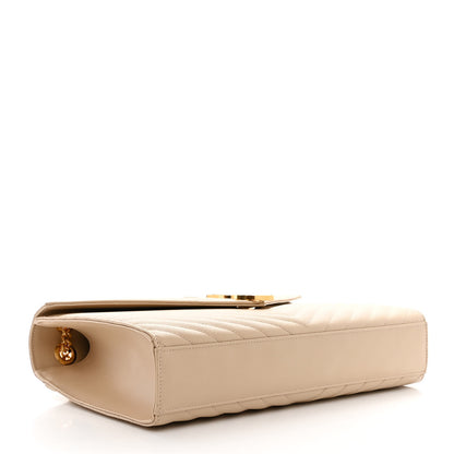 Saint Laurent Grain De Poudre Matelasse Chevron Large Monogram Satchel Nude Powder 3 of 9