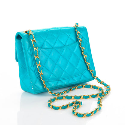 Chanel Lambskin Quilted Mini Square Flap Turquoise 2 of 8
