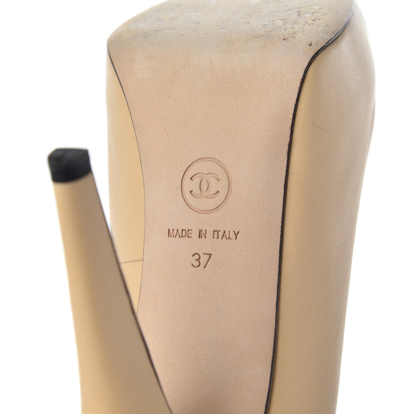 Lambskin Cap Toe Pumps 37 Beige Black