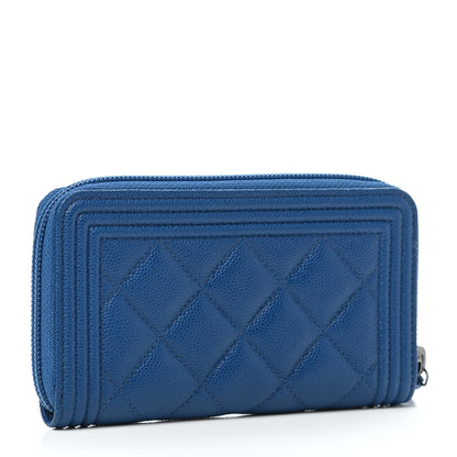 Chanel Caviar Quilted Boy Small Zip Around Wallet Blue 3 of 7