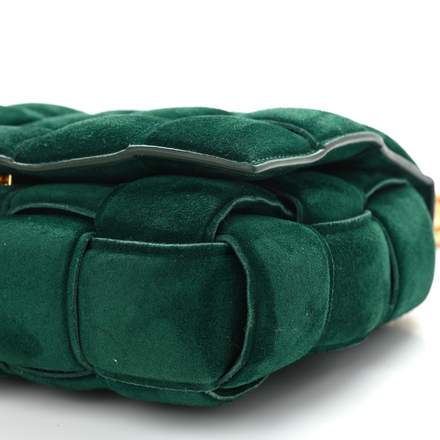 Bottega Veneta Suede Maxi Intrecciato Padded Chain Cassette Crossbody Bag Emerald Green 10 of 10
