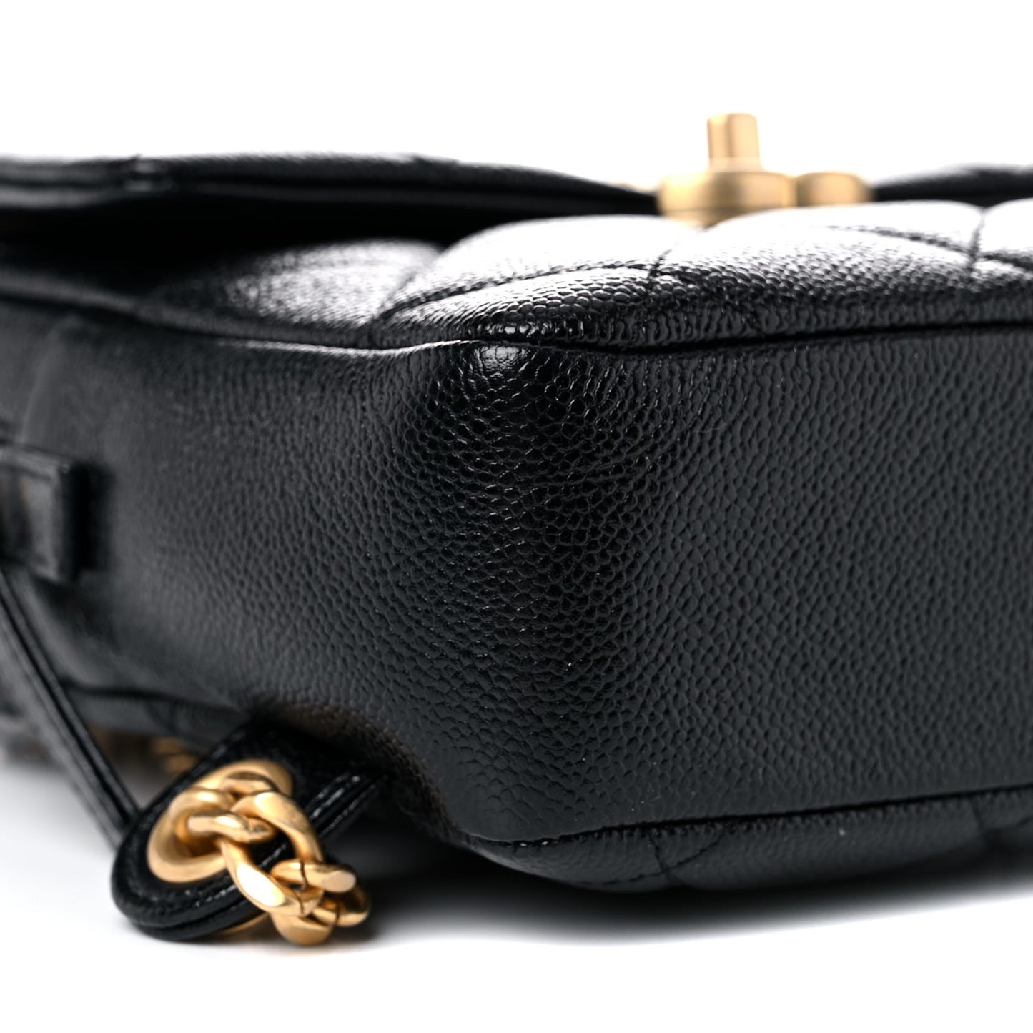 Shiny Caviar Quilted Chain Melody Backpack Black
