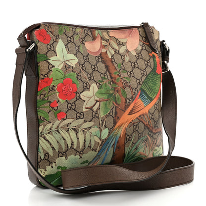 Gucci GG Supreme Monogram Tian Web Medium Flat Messenger Beige Multicolor New Acero 3 of 10