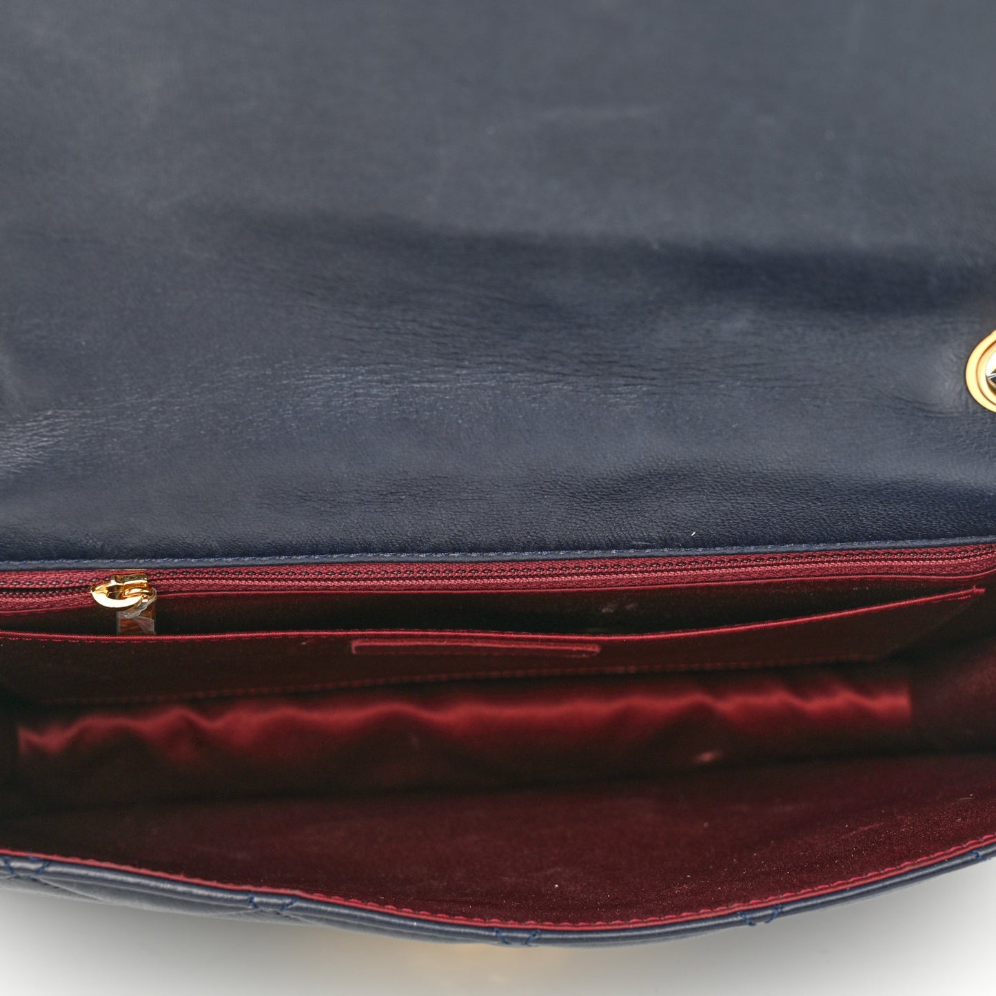 Lambskin Quilted Large Golden Class Flap Navy