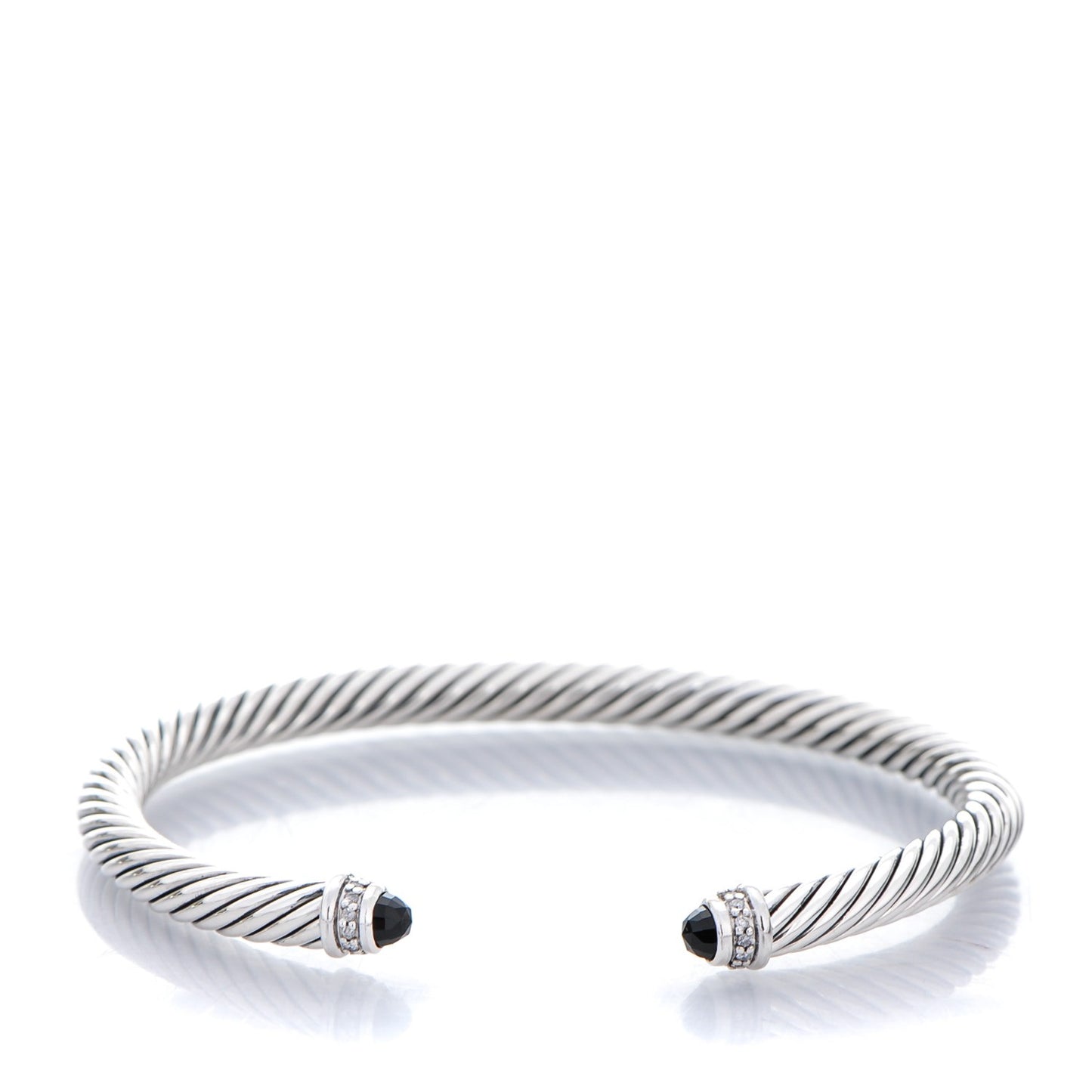 Sterling Silver Diamond Pave Black Onyx 5mm Cable Classics Bracelet