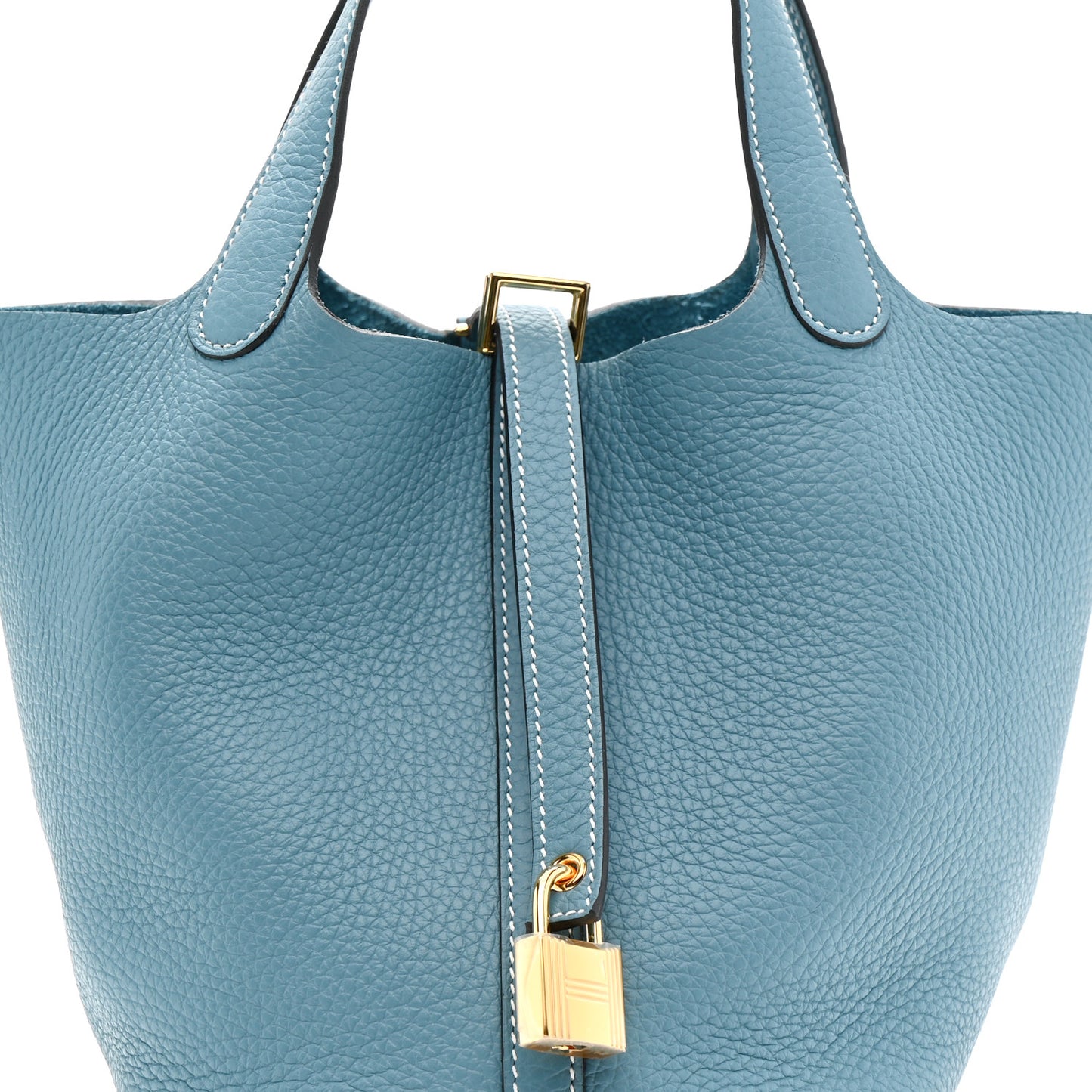 Taurillon Clemence Picotin Lock 18 PM New Blue Jean