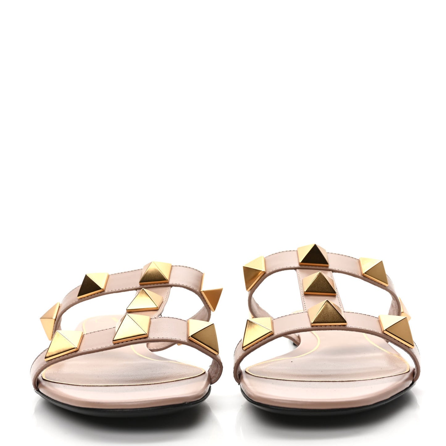 Calfskin Roman Stud Flat Slide Sandals 39 Rose Cannelle