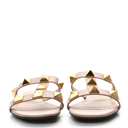 Valentino Garavani Calfskin Roman Stud Flat Slide Sandals 39 Rose Cannelle 2 of 8
