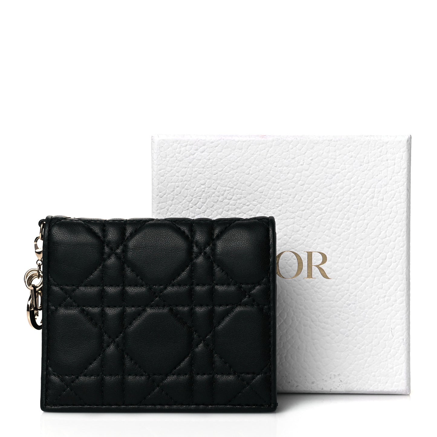 Lambskin Cannage Mini Lady Dior Wallet Black