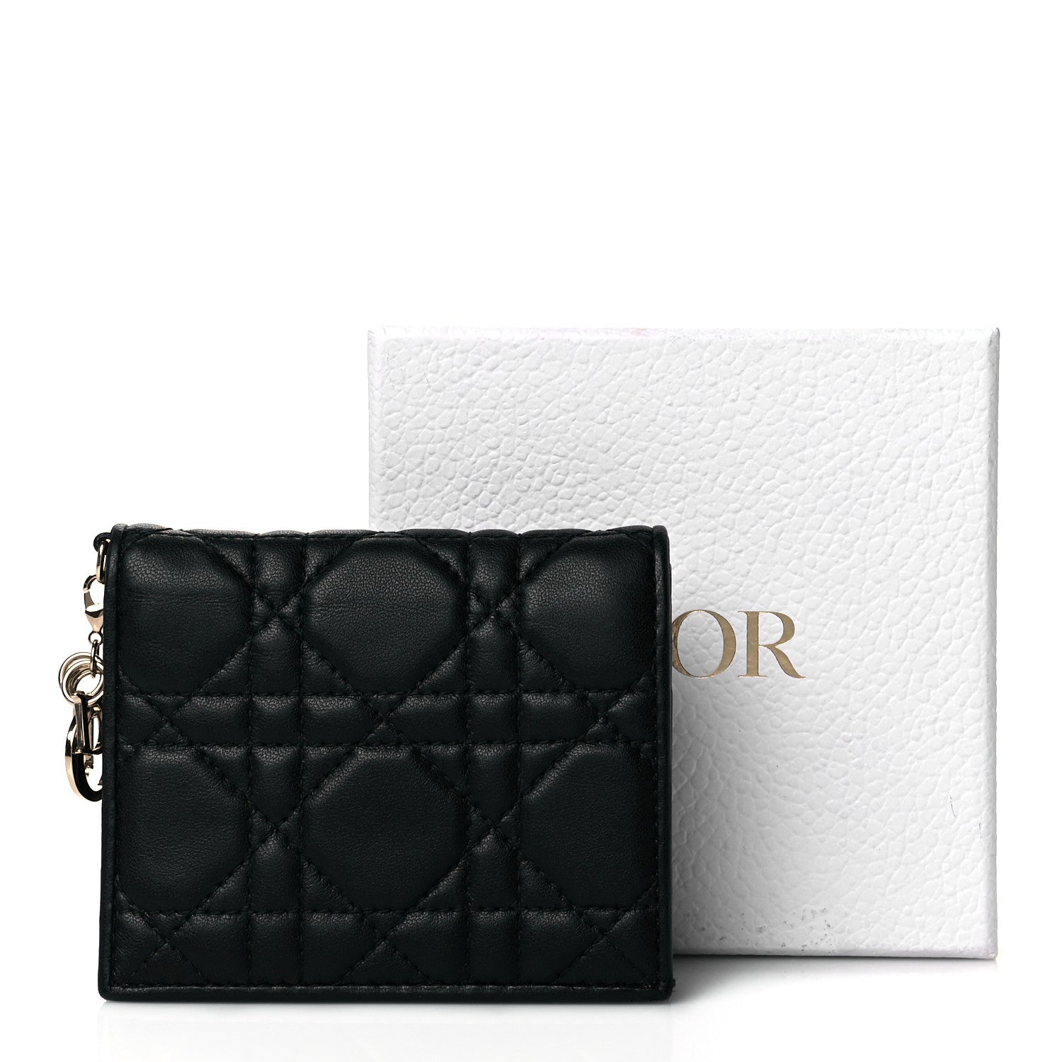 Christian Dior Lambskin Cannage Mini Lady Dior Wallet Black 13 of 13