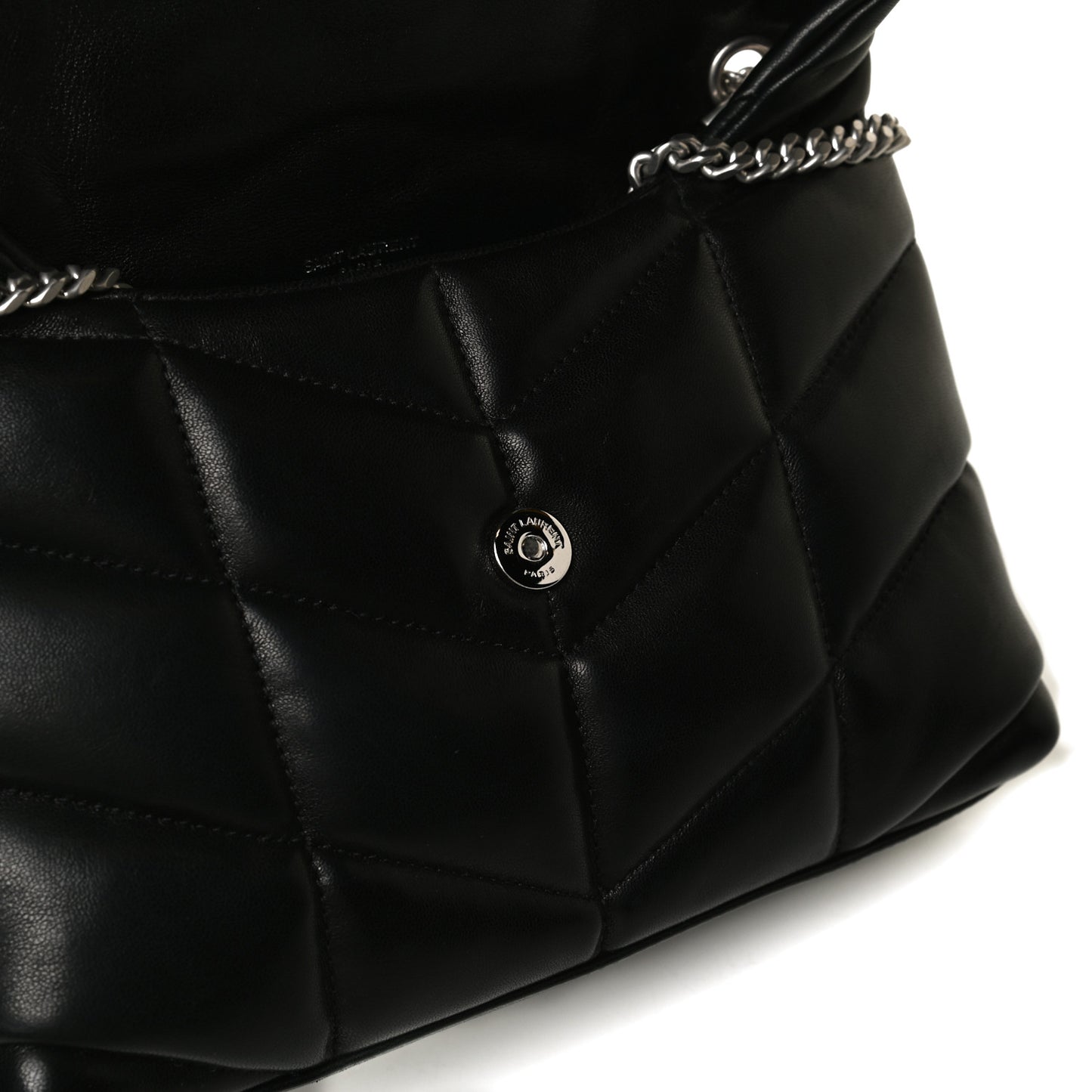 Lambskin Quilted Toy Loulou Puffer Monogram Chain Satchel Black
