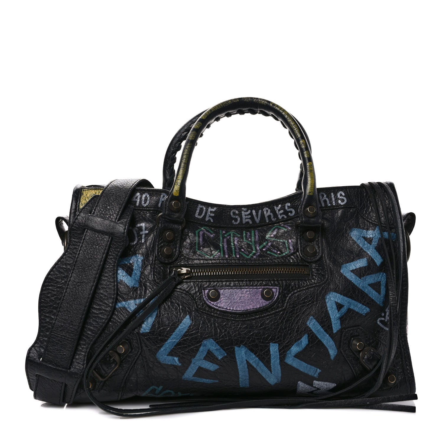 Balenciaga Agneau Graffiti All Over Classic Hardware S City Black Multicolor 1 of 11