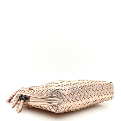Bottega Veneta BOTTEGA VENETA Metallic Grosgrain Intrecciato Nodini Crossbody Messenger Copper 4 of 9
