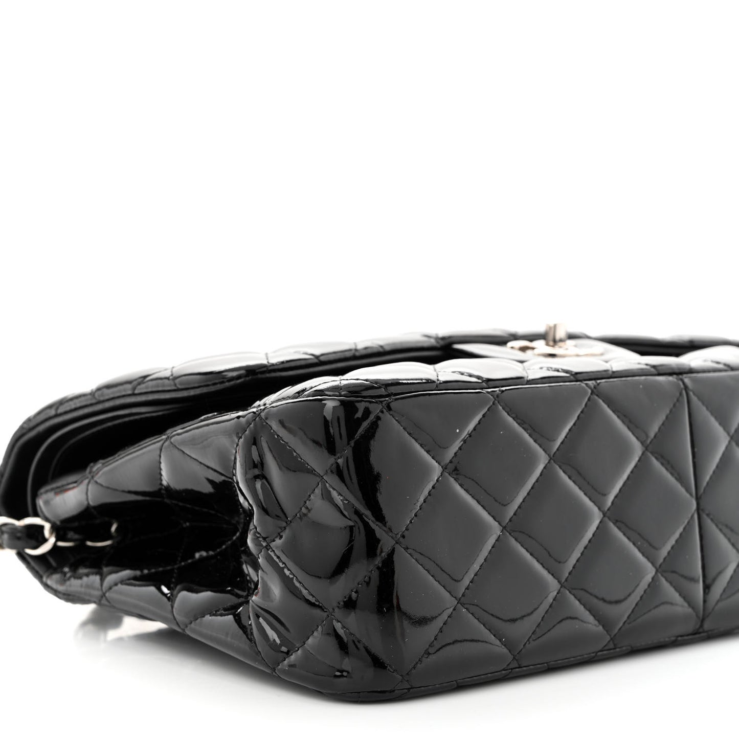 Patent Quilted Jumbo Double Flap Black