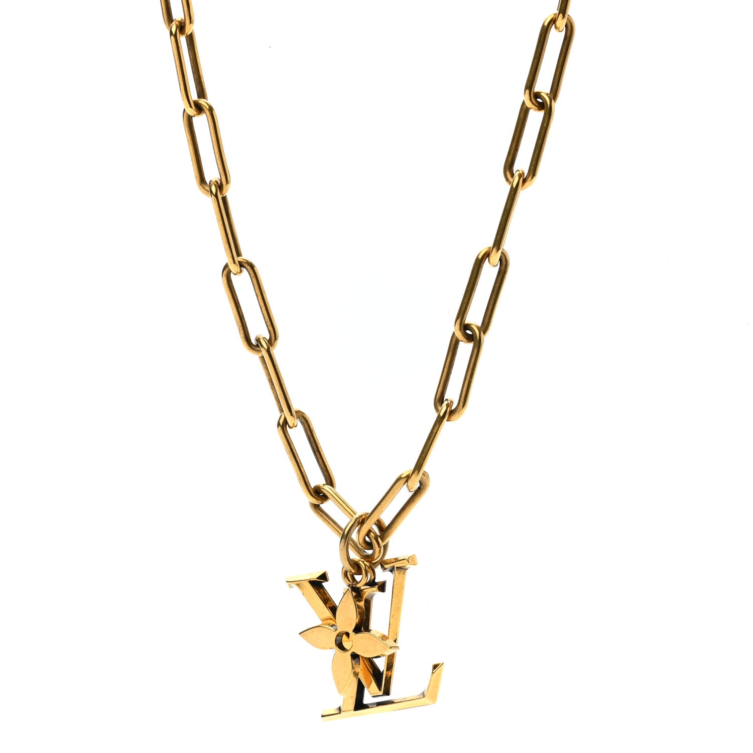 Louis Vuitton Metal LV Flower Necklace Gold 1 of 6