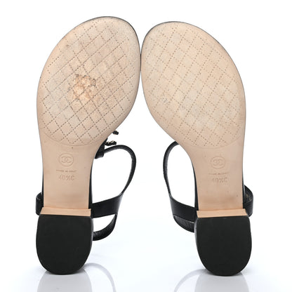 Chanel Lambskin Chain CC Logo Thong Sandals 40.5 Black 5 of 8