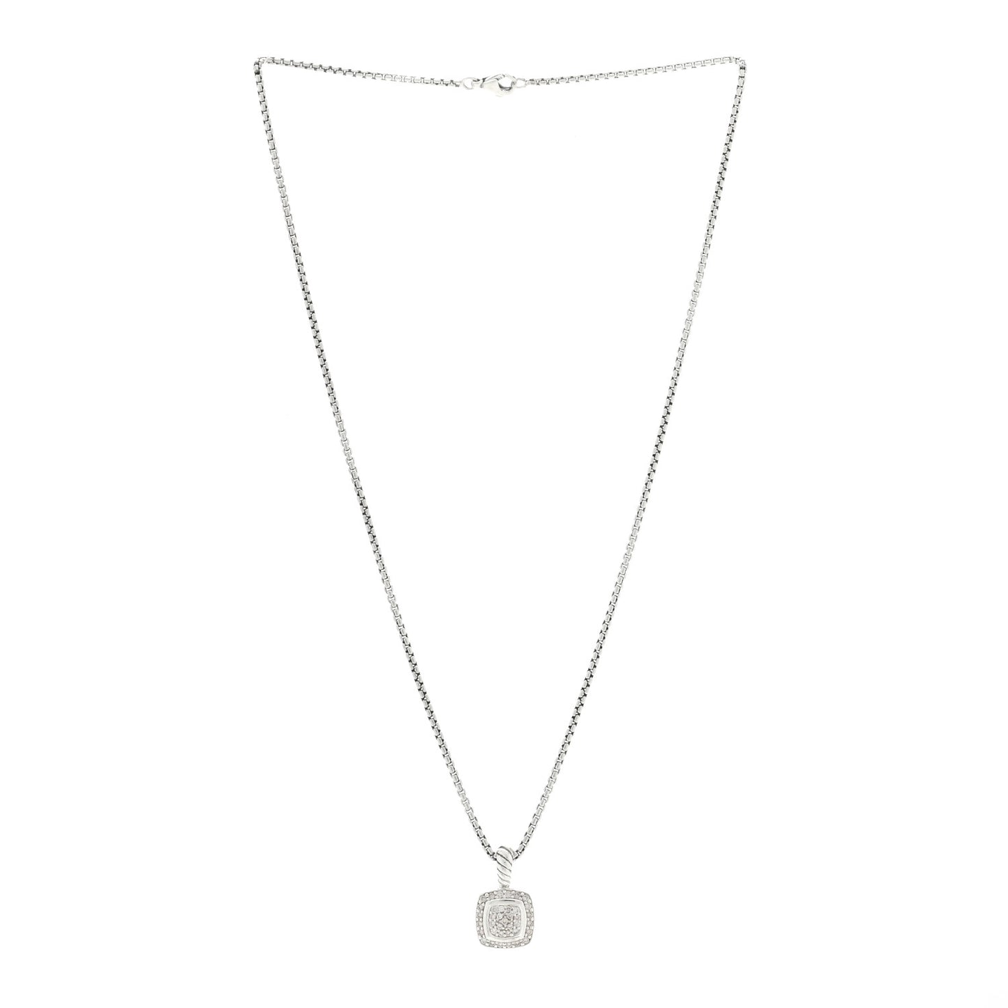 Sterling Silver Diamond Pave 7mm Petite Albion Pendant Necklace