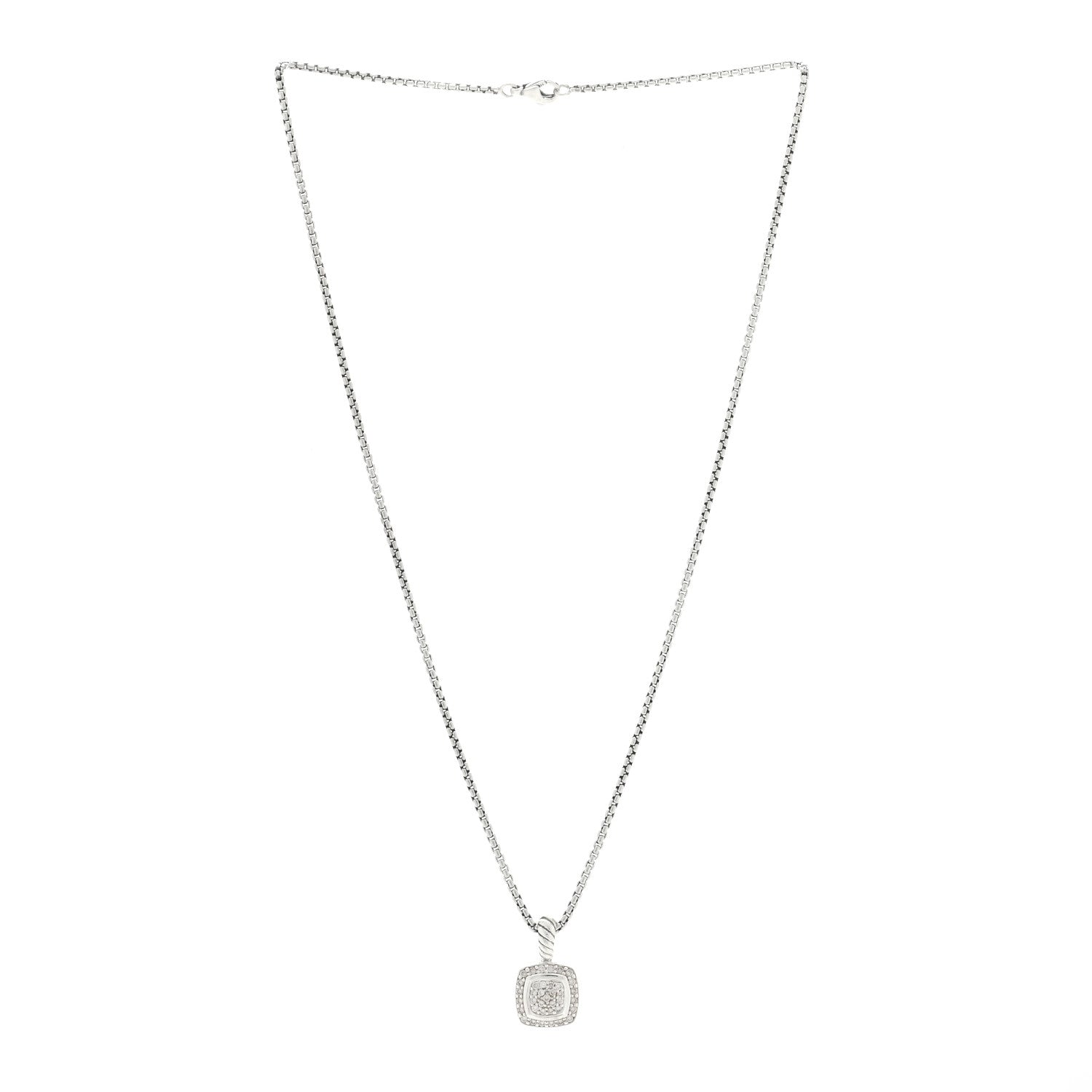 David Yurman Sterling Silver Diamond Pave 7mm Petite Albion Pendant Necklace 3 of 4