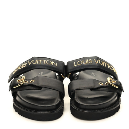 Louis Vuitton Lambskin Studded Paseo Flat Comfort Mule 38.5 Black 3 of 11
