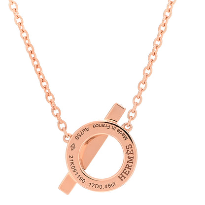 Hermes 18K Rose Gold Diamond Finesse Pendant Necklace 4 of 5