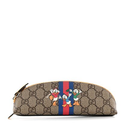 Gucci X DISNEY GG Supreme Monogram Web Daisy Donald Duck Pencil Case Blue 1 of 8