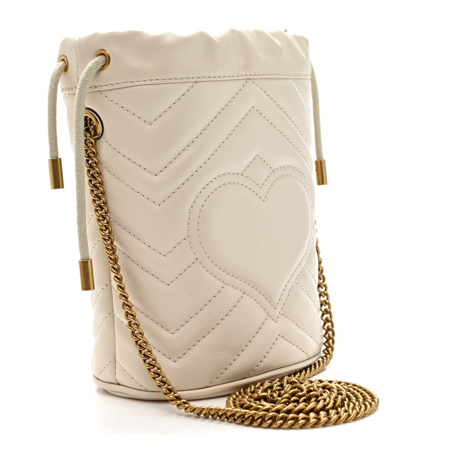 Gucci Calfskin Matelasse Mini GG Marmont 2.0 Bucket Bag White 3 of 11