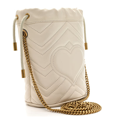 Gucci Calfskin Matelasse Mini GG Marmont 2.0 Bucket Bag White 3 of 11
