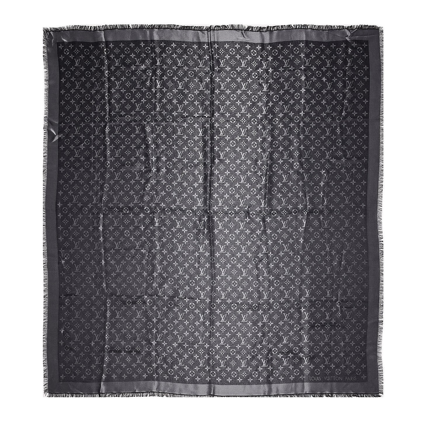 Silk Lurex Wool Monogram Shine Shawl Black