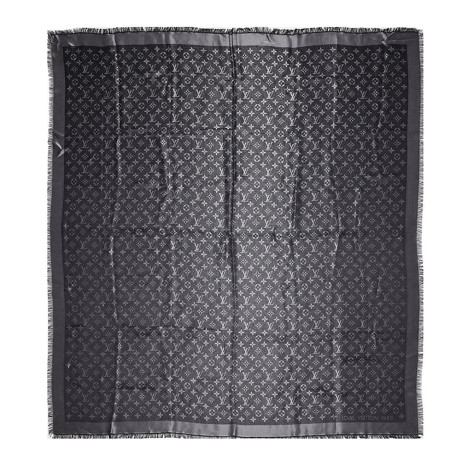 Louis Vuitton Silk Lurex Wool Monogram Shine Shawl Black 1 of 4