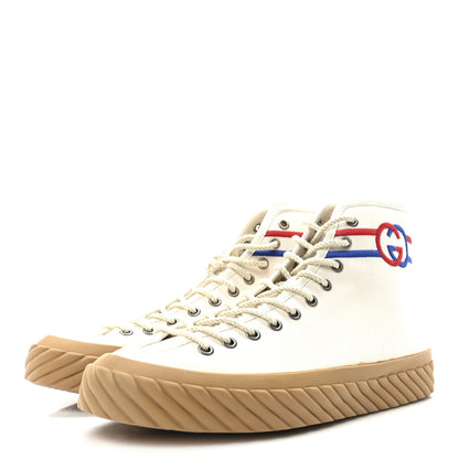 Gucci Canvas Interlocking G Mens High Top Sneakers 8.5 Mystic White 4 of 9