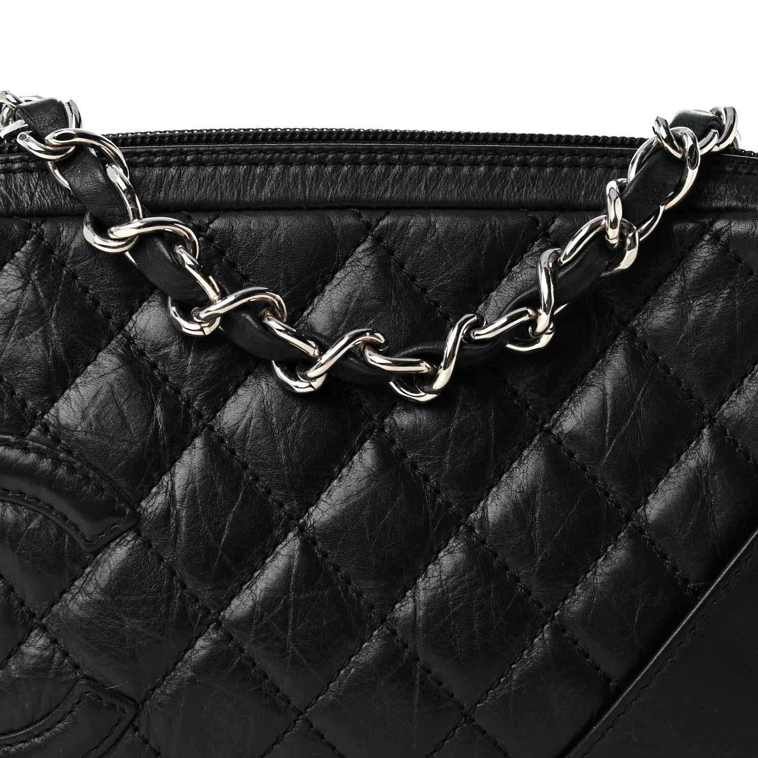 Chanel Aged Calfskin Quilted Cotton Club Pochette Black 8 of 11