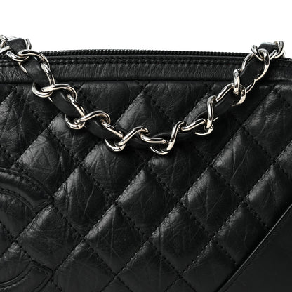 Chanel Aged Calfskin Quilted Cotton Club Pochette Black 8 of 11