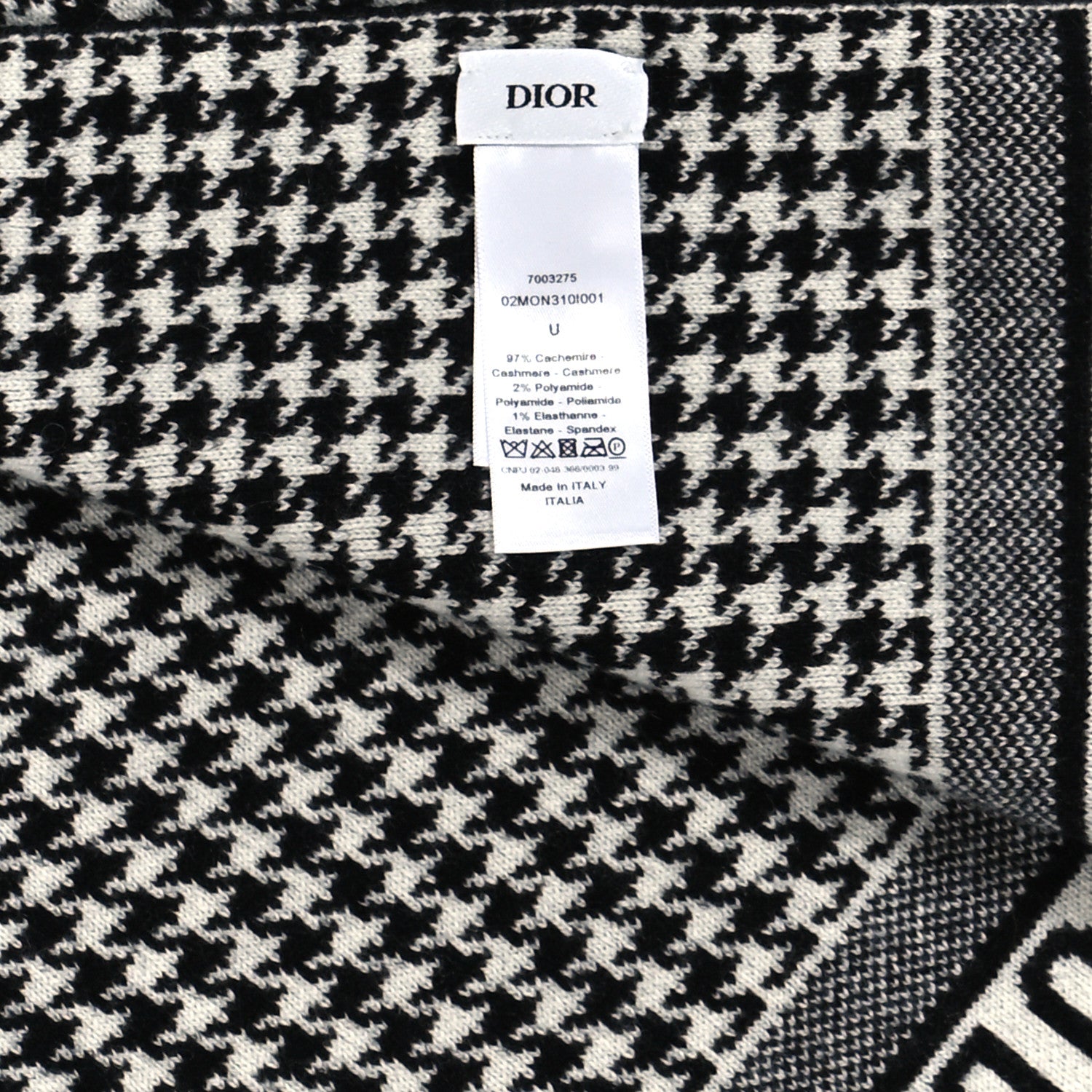 Christian Dior Wool Cashmere 30 Montaigne Scarf Beige Black White 4 of 4