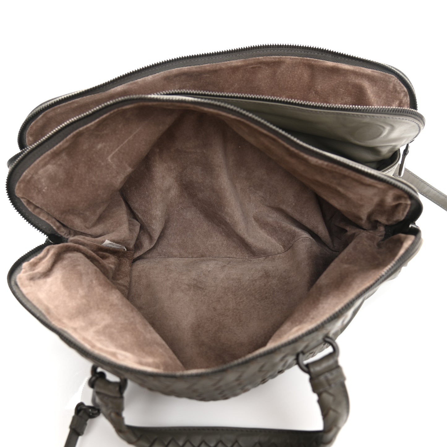 Calfskin Intrecciato Large Leggero Tote Kaki Fondente